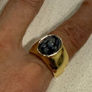 Unique Snowflake Obsidian Ring Size 7